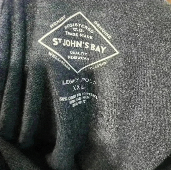 St JOHN’S BAY Legacy Polo Shirt Dark Grey Long Sleeve Men’s XXL 2XL New - Picture 4 of 7